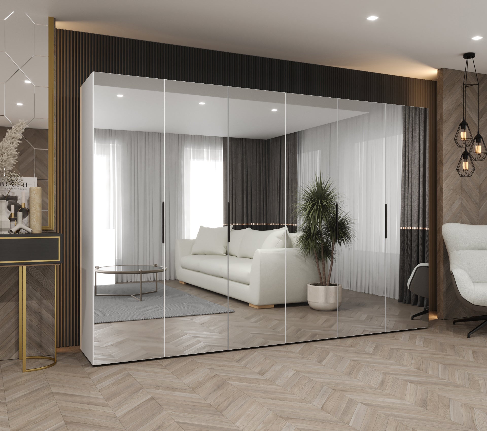 Szafa uchylna otwierana Marbella 3 300 x 52 x 202 cm biały + u. czarny Abiks Meble - 2