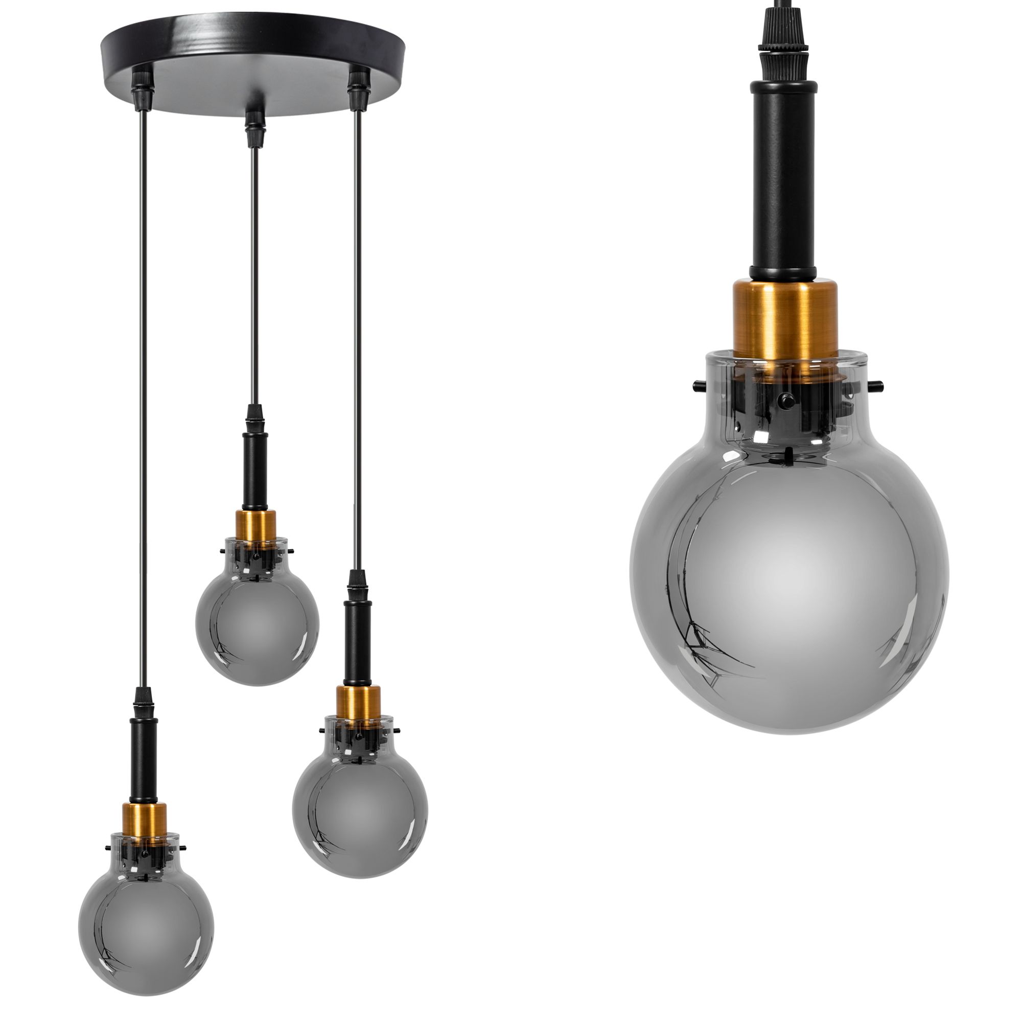 Lampa Sufitowa Wisząca Toolight App1125-3Cp Czarny Złoty