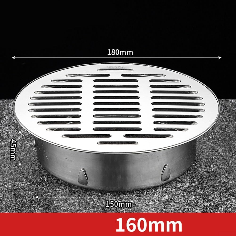 Okrągły odpływ podłogowy ze stali nierdzewnej o średnicy 160 mm – odpływ podłogowy wtykowy o dużej pojemności – do ogrodu i na patio - 2