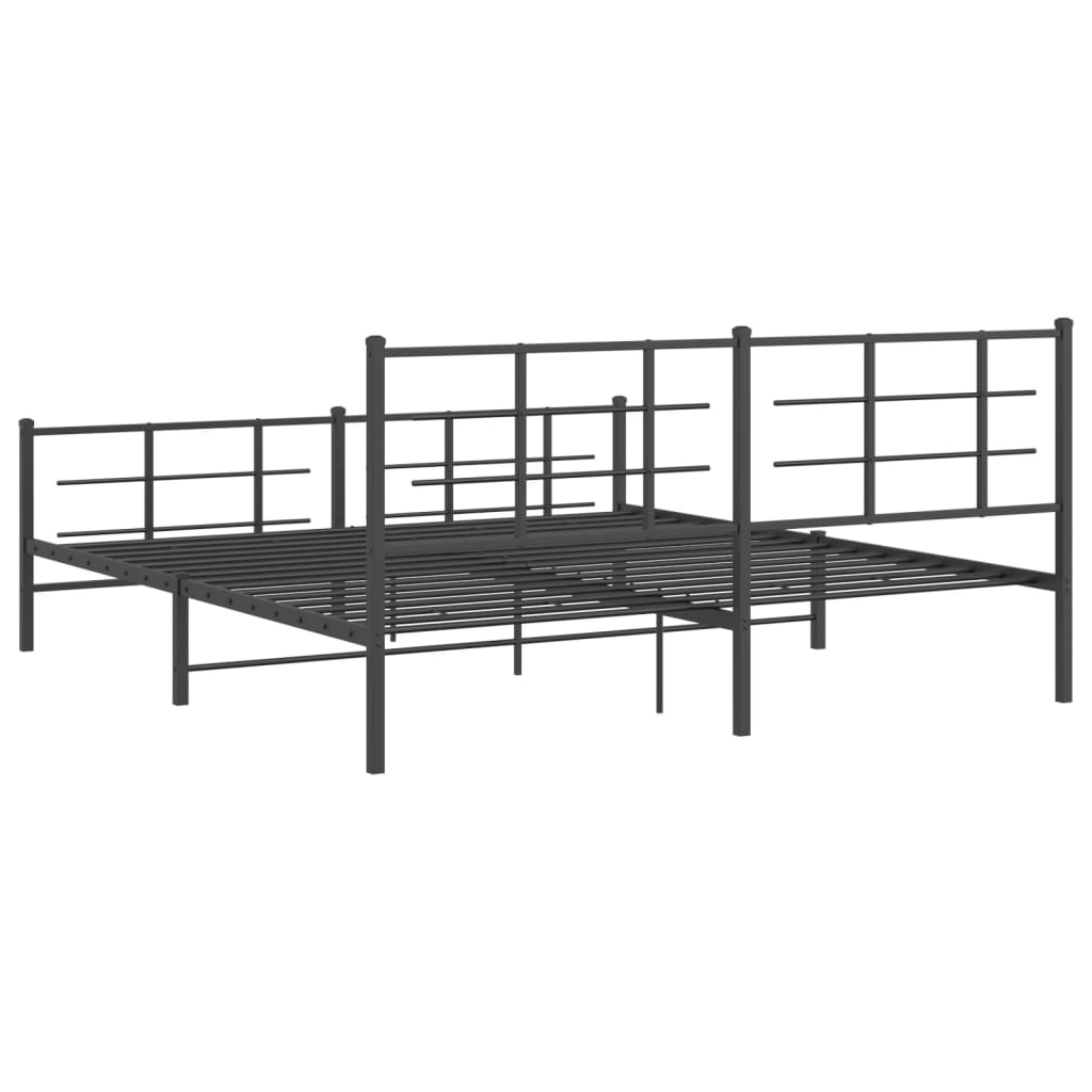 Estructura de cama sin colchón con estribo, de metal negro, para dormitorio, 183 × 213 cm - 7