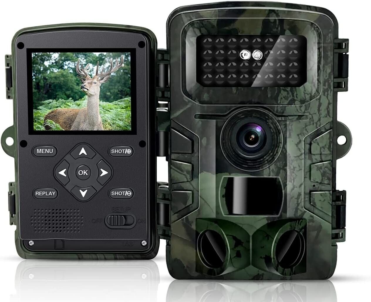 Fotocamera da Caccia 1080P, FHD 16MP con Visione Notturna, Telecamera da Caccia Attivata Dal Movimento con Trigger da 0,2 S, Telecamera IR Impermeabile IP66 per il Monitoraggio