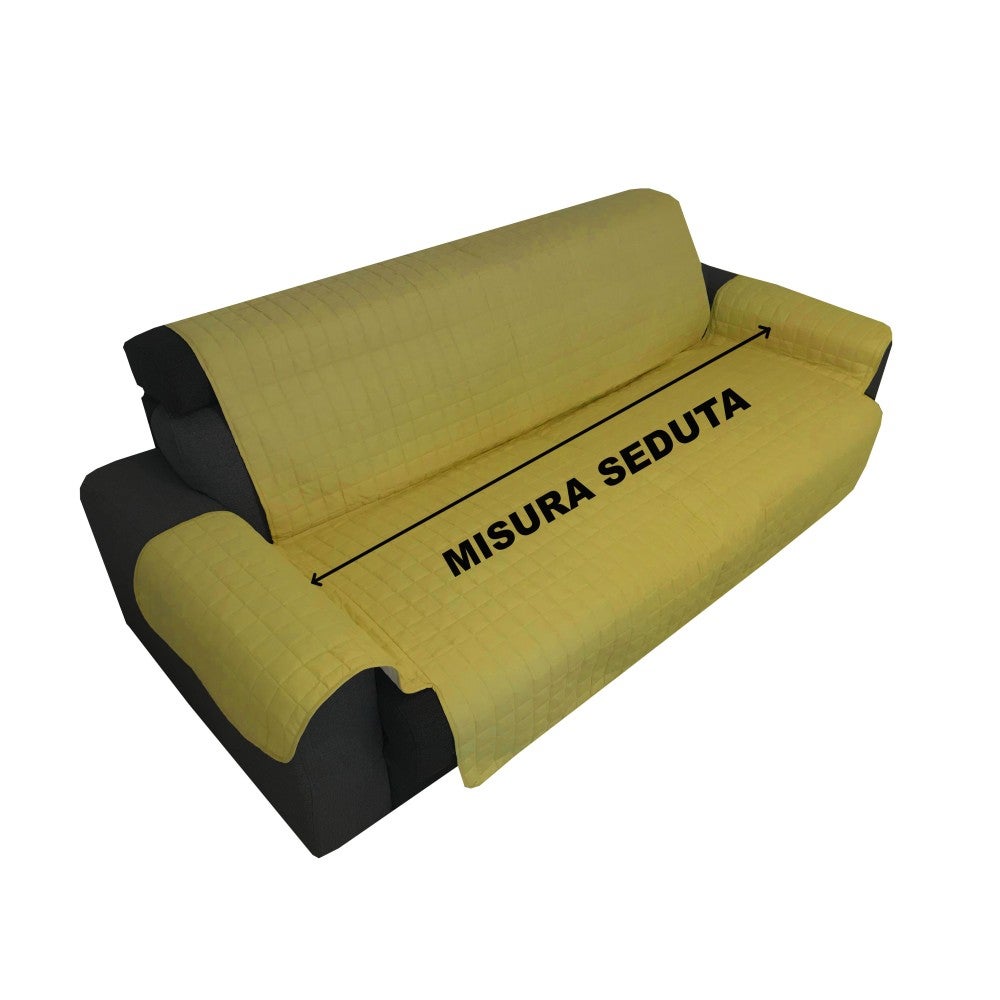 COPRIDIVANO OR SALVADIVANO ELEGANCE GIALLO ORO ANTIMACCHIA TRAPUNTATO PIANO LISCIO 2 POSTI seduta cm. 115 - 4