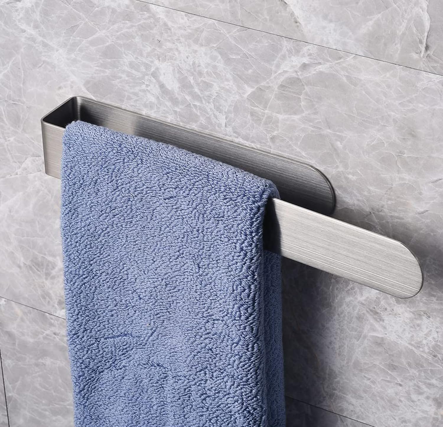 6 Ganci Porta Asciugamani Autoadesivi Mumbi - Acciaio Inox Spazzolato 50x50mm, Senza Fori