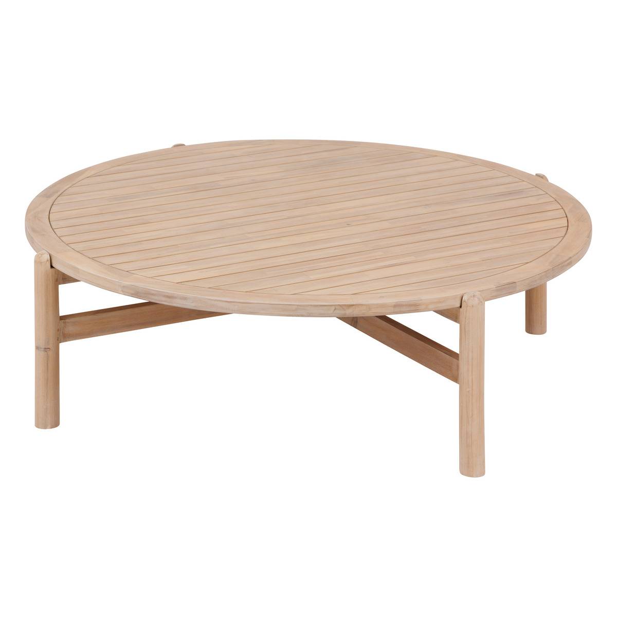 Table basse de jardin rond en Acacia Beige - 2