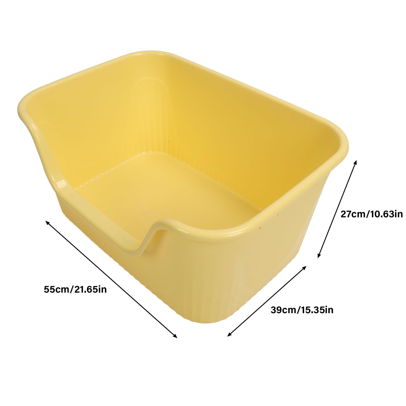 Caixa de areia para gatos grande, laterais altas, antirrespingos, fácil de limpar, aparência simples, caixa de areia para gatos grandes (amarelo) - 5