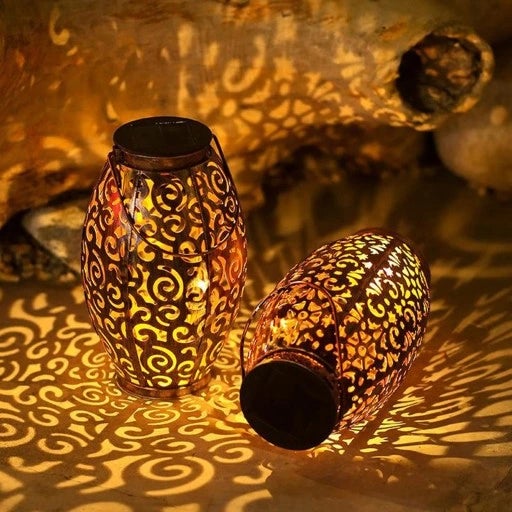 Zestaw wodoodpornych solarnych lamp ogrodowych solarne lampy wiszące LED metalowe lampy solarne stylu vintage alejkę przejście Boże Narodzenie ciepłe