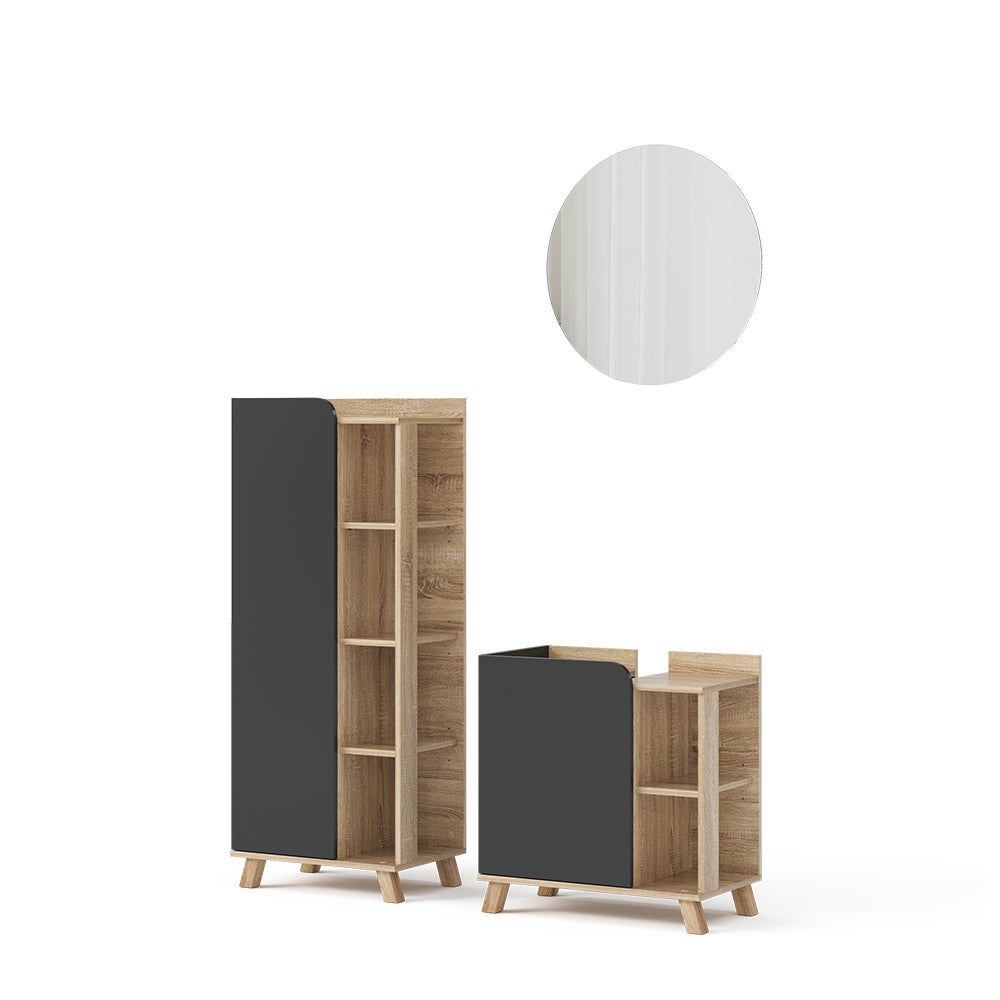 Vicco Zestaw mebli łazienkowych Karen, Sonoma/antracyt, 3 części