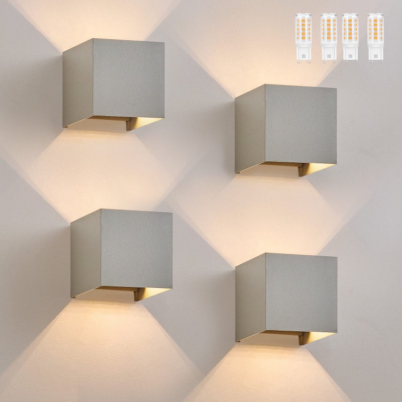 NETTLIFE Zestaw 4 kinkietów LED Ext, ciepła biel IP65, antracyt, do domu, na klatkę schodową