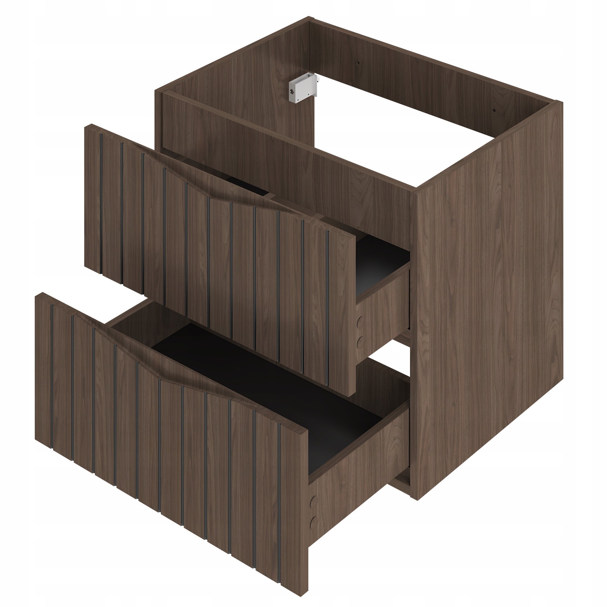 Szafka łazienkowa STELLA 60 cm orzech mat z czarnym blatem ryflowane fronty - 5