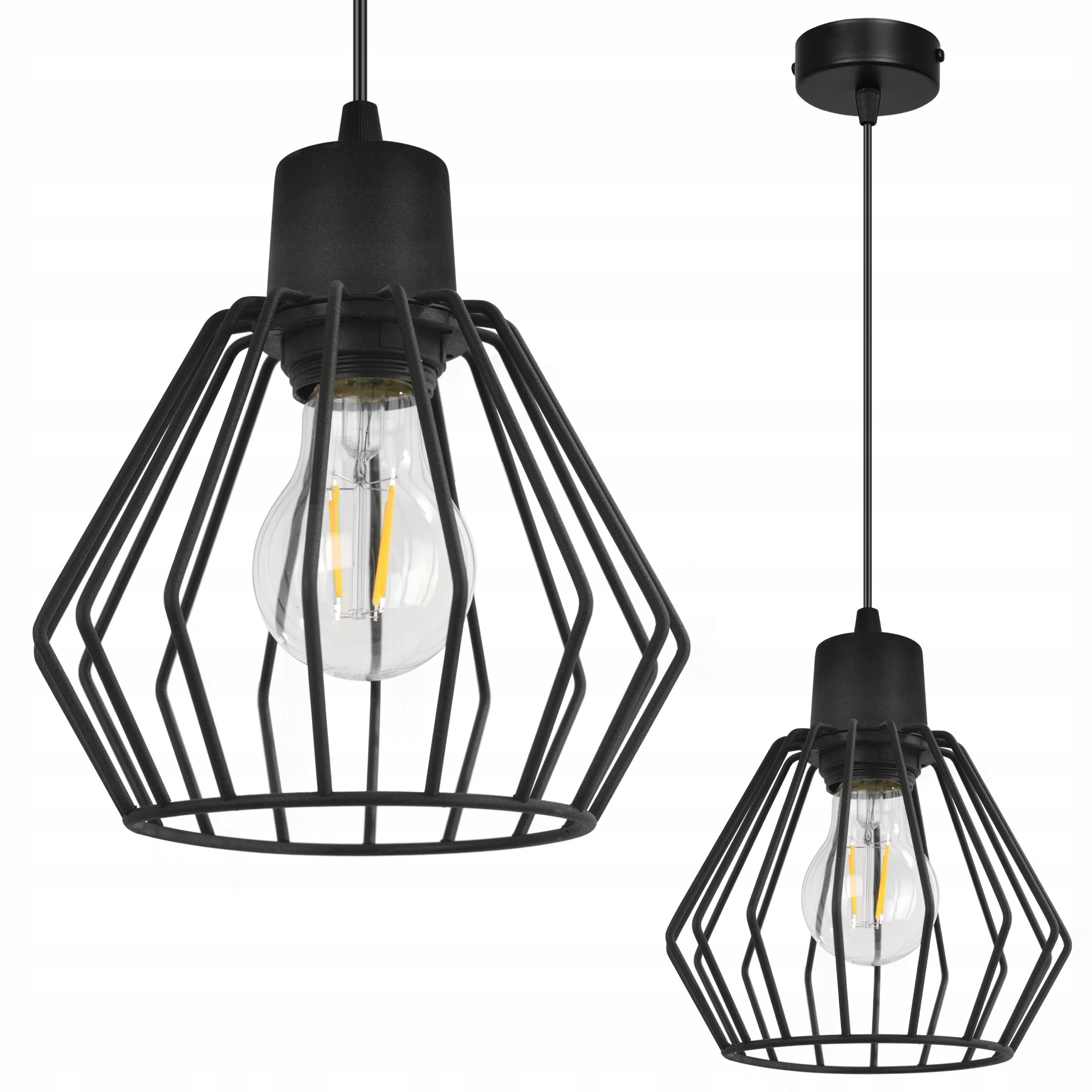 Lampa sufitowa wisząca Nuvola boho 1xE27 abażur geometryczny czarny Light Home LH