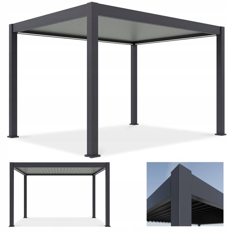 Pergola Ogrodowa Gutroof Tarasowa Oświetleniem Elektryczna Sterowanie Deluxe 3x4 1 szt