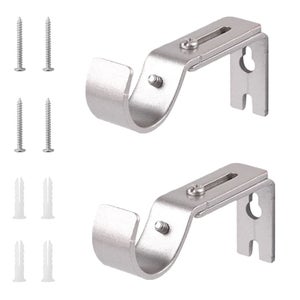 6 Staffe Regolabili Per Asta Tenda – Supporti Da Parete In Ferro Con Viti – Per Aste Fino A 2,5 Cm – Argento Opaco - 3