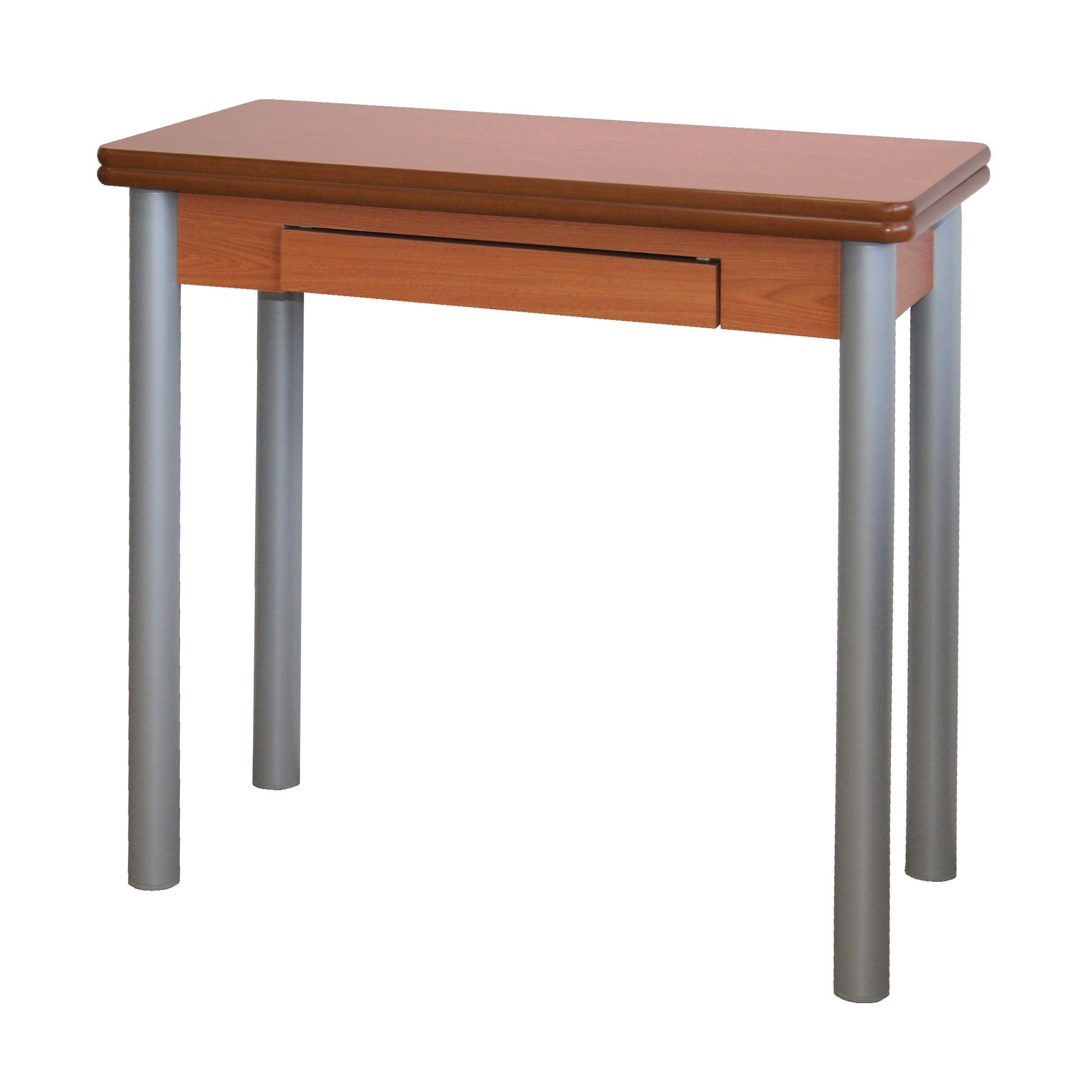 Mesa de cocina rectangular extensible - 80x40/80cm - modelo ribeta - sobre cerezo mdf - patas metal plata