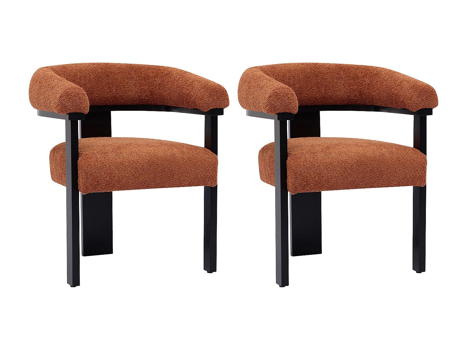 Zestaw 2 krzeseł z podłokietnikami z bukli i drewna kauczukowego - Terakota i czarny - LIVELIA marki Pascal Morabito