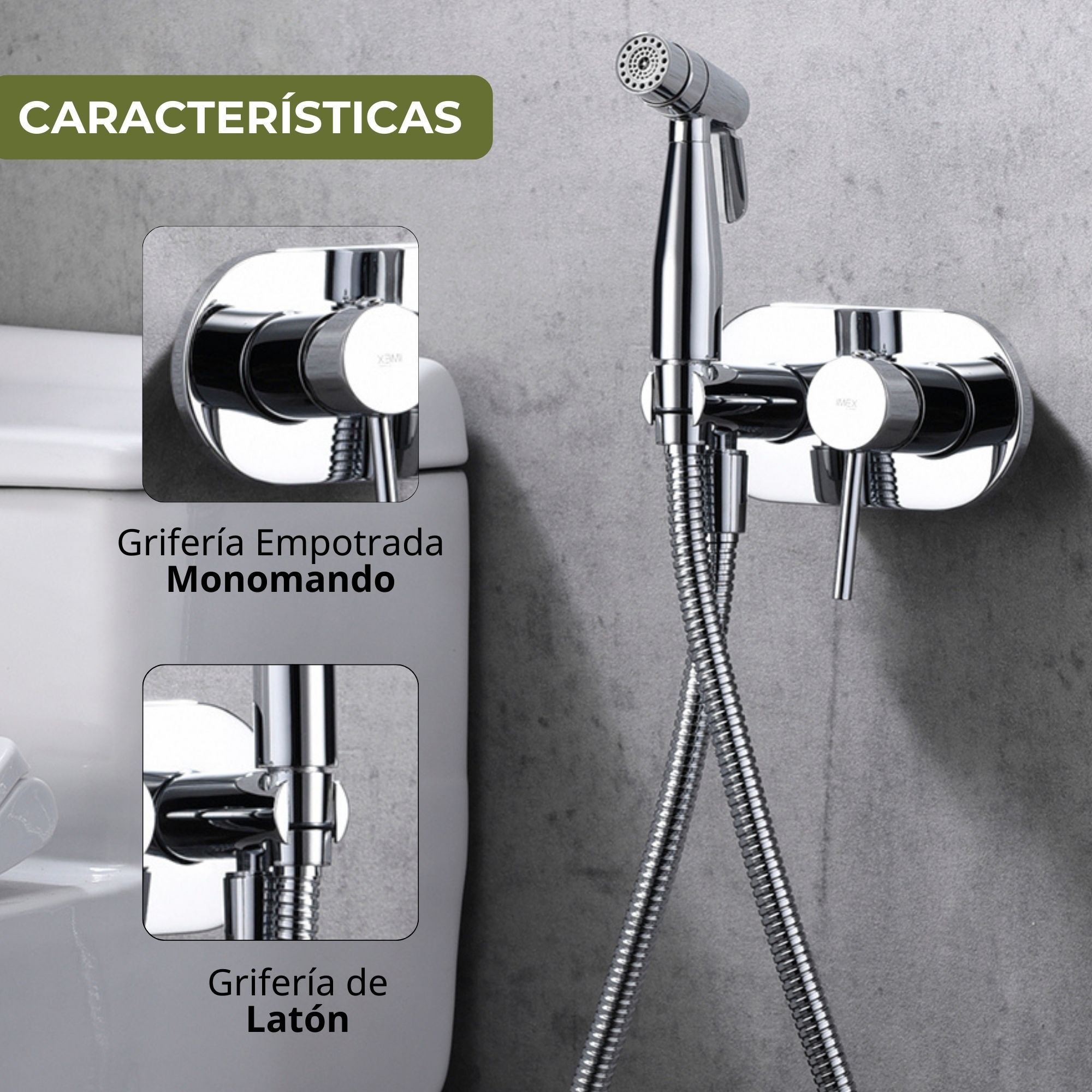 IMEX Grifo Bidet Empotrado para WC Ducha Bidet Agua Fria y