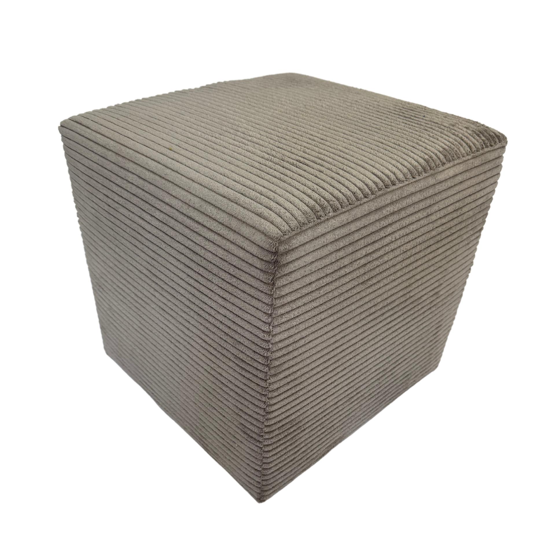 Pufa 40x40 sztruksowa tapicerowana kwadratowa POSO miękka pufa do salonu lub sypialni siedzisko podnóżek cappuchino