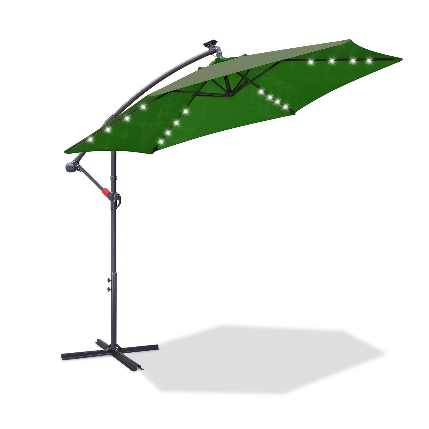 Ombrellone 3m UV40+ Con Ombrellone Da Giardino Solare LED Orientabile A Manovella In Alluminio Rosso 91582457