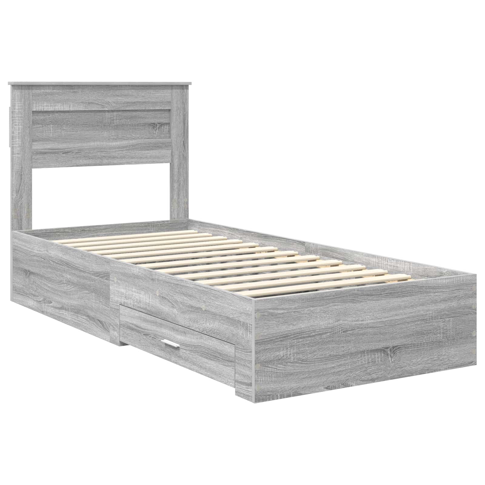 Cadre de lit avec tiroir, gris et argent, pour la chambre, 75 × 190 cm - 4