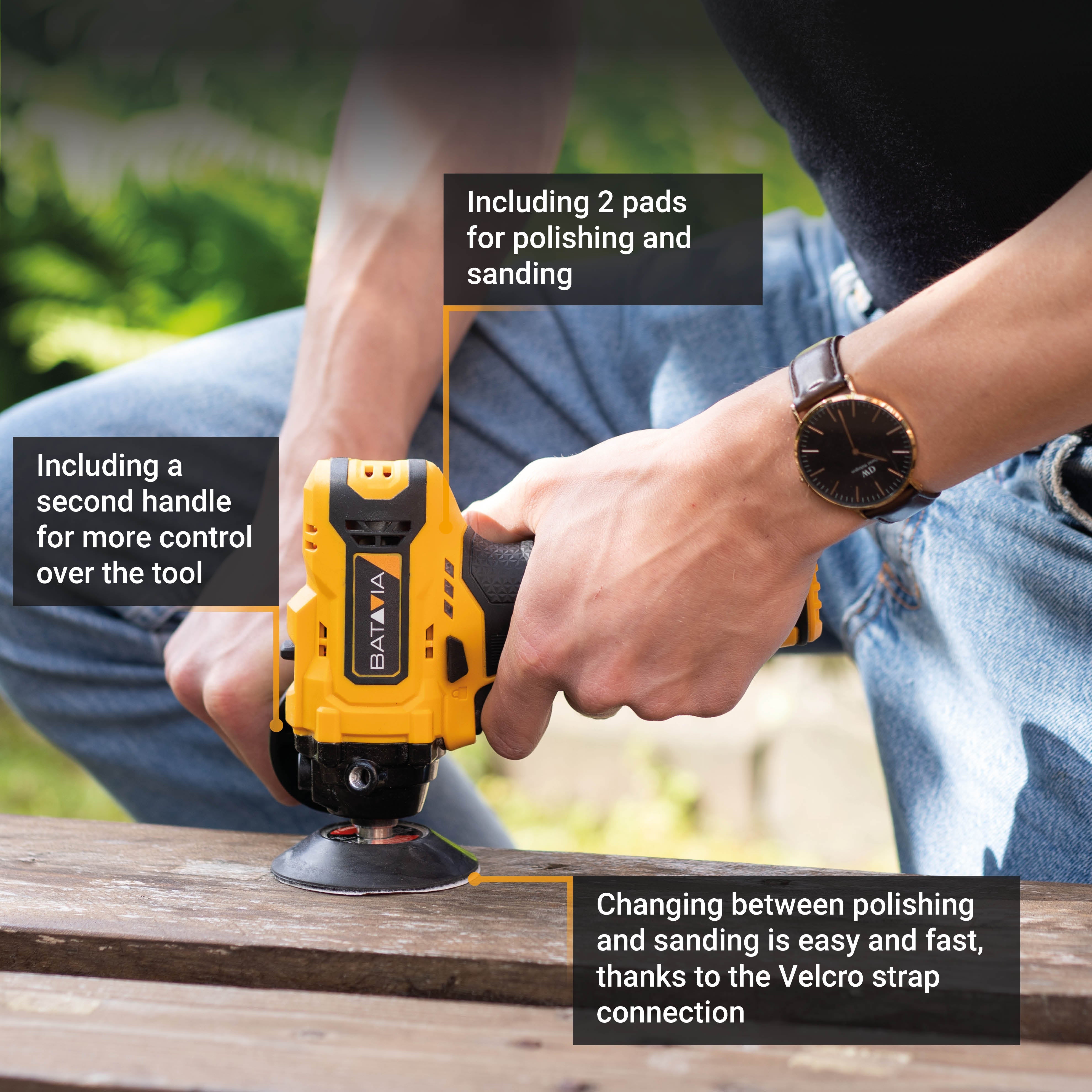 Polisseuse/Ponceuse 12V sans fil 75mm Batavia - 3