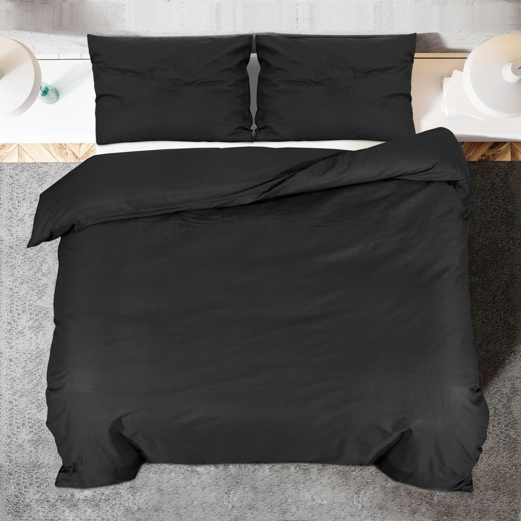 Conjunto de capa de edredão 200x220 cm algodão preto vidaXL - 9