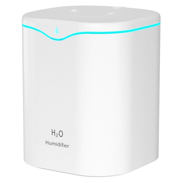 Humidificador de aire, humidificador ultrasónico silencioso de 2 l con 2 modos de niebla ajustables, USB, apagado automático y luz nocturna de colores