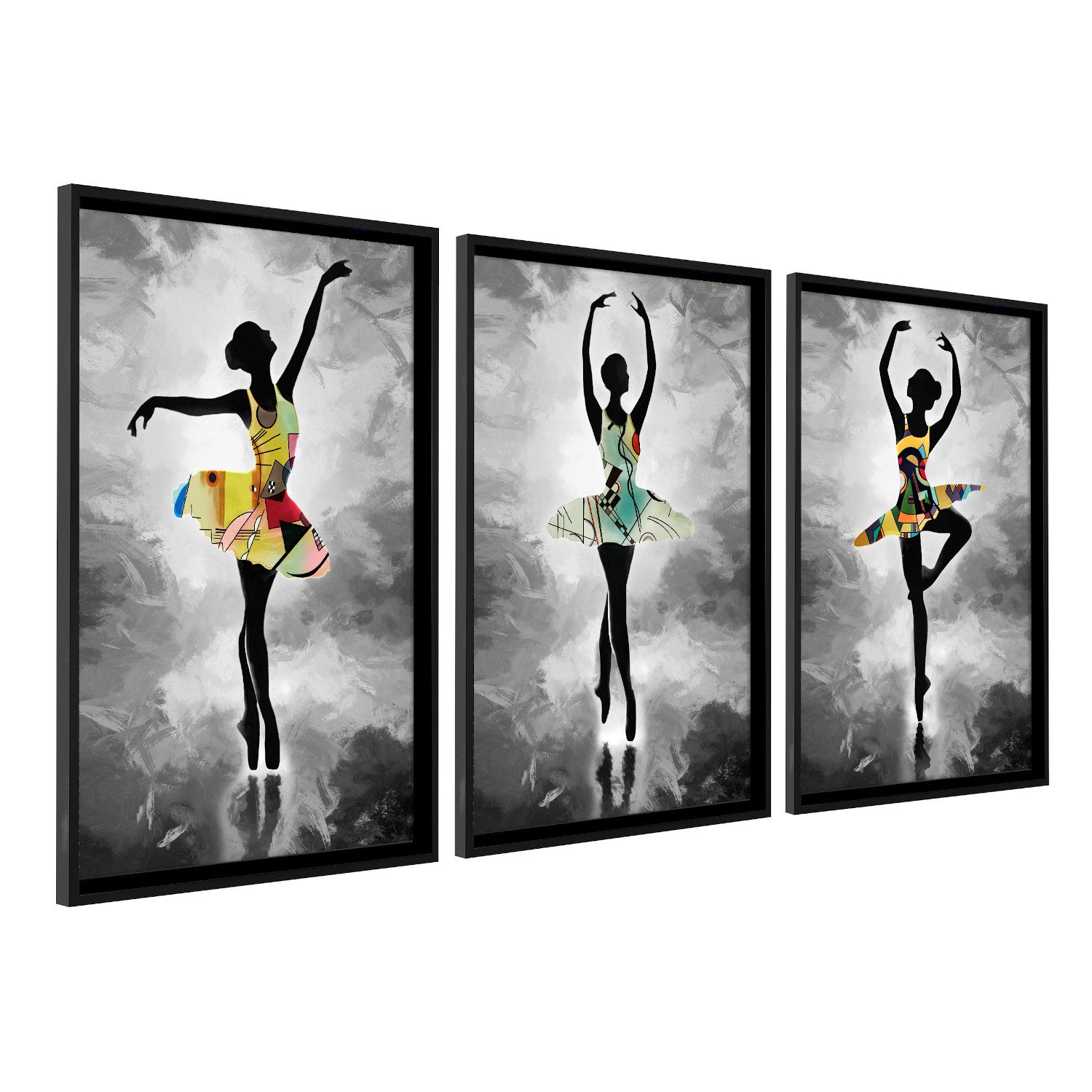 DekoArte 3 Tableaux Décoration Murale Salon Art Minimaliste Bois 50x70 Cm Avec Cadres Noirs Inclus