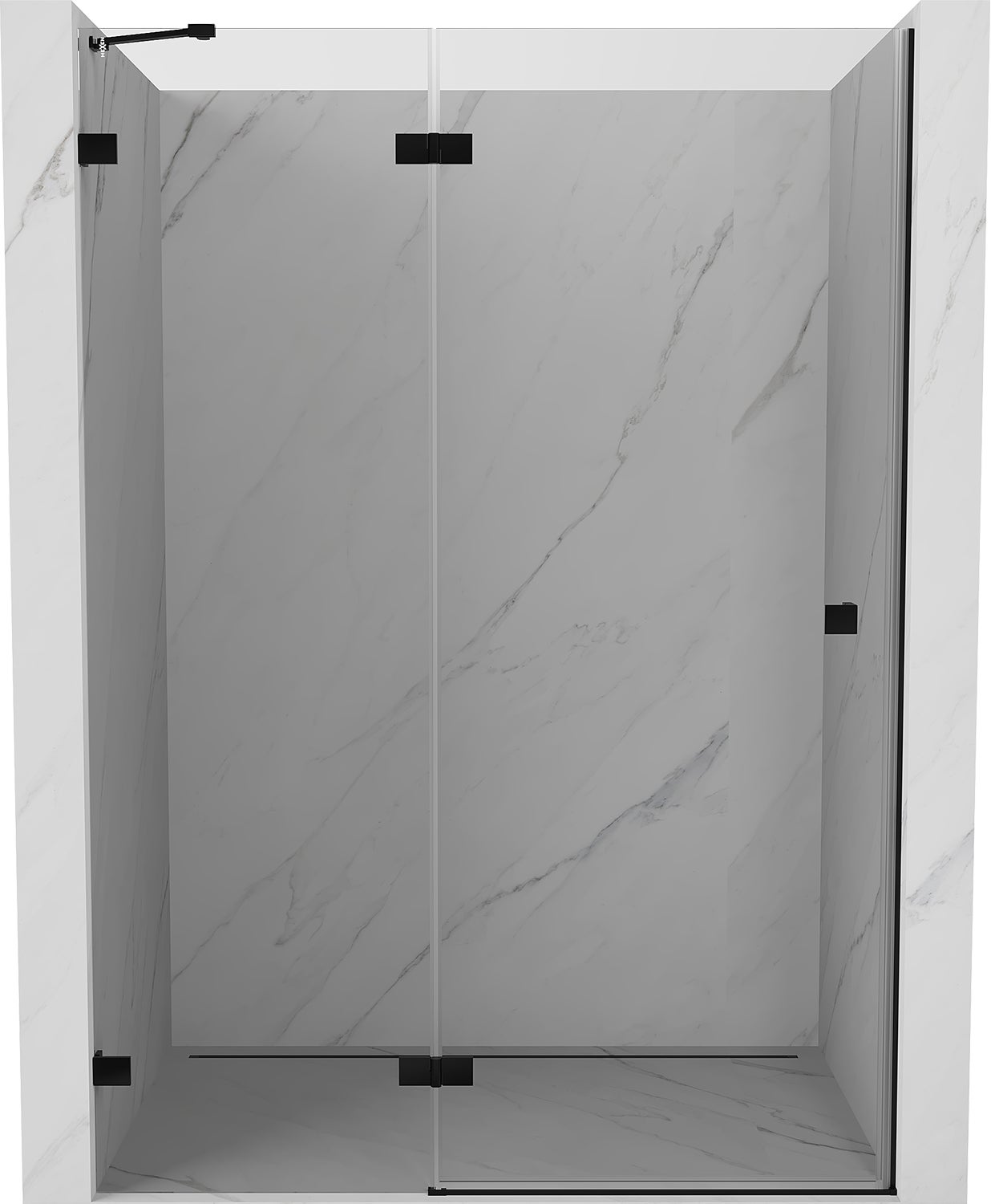 Mexen Lunar drzwi prysznicowe uchylne lewe 130 cm, transparent, czarne - 834-130-000-70-00-L