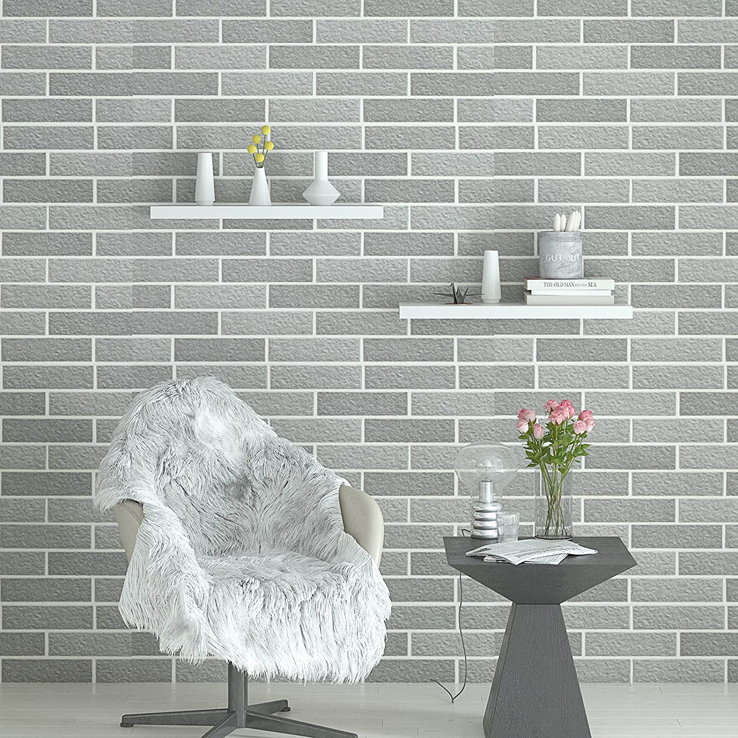 Étagère Murale，pour Salon.Cuisine.Chambre.Salle de Bain.70x22.9x3.8cm.Blanc,WOLTU - 2