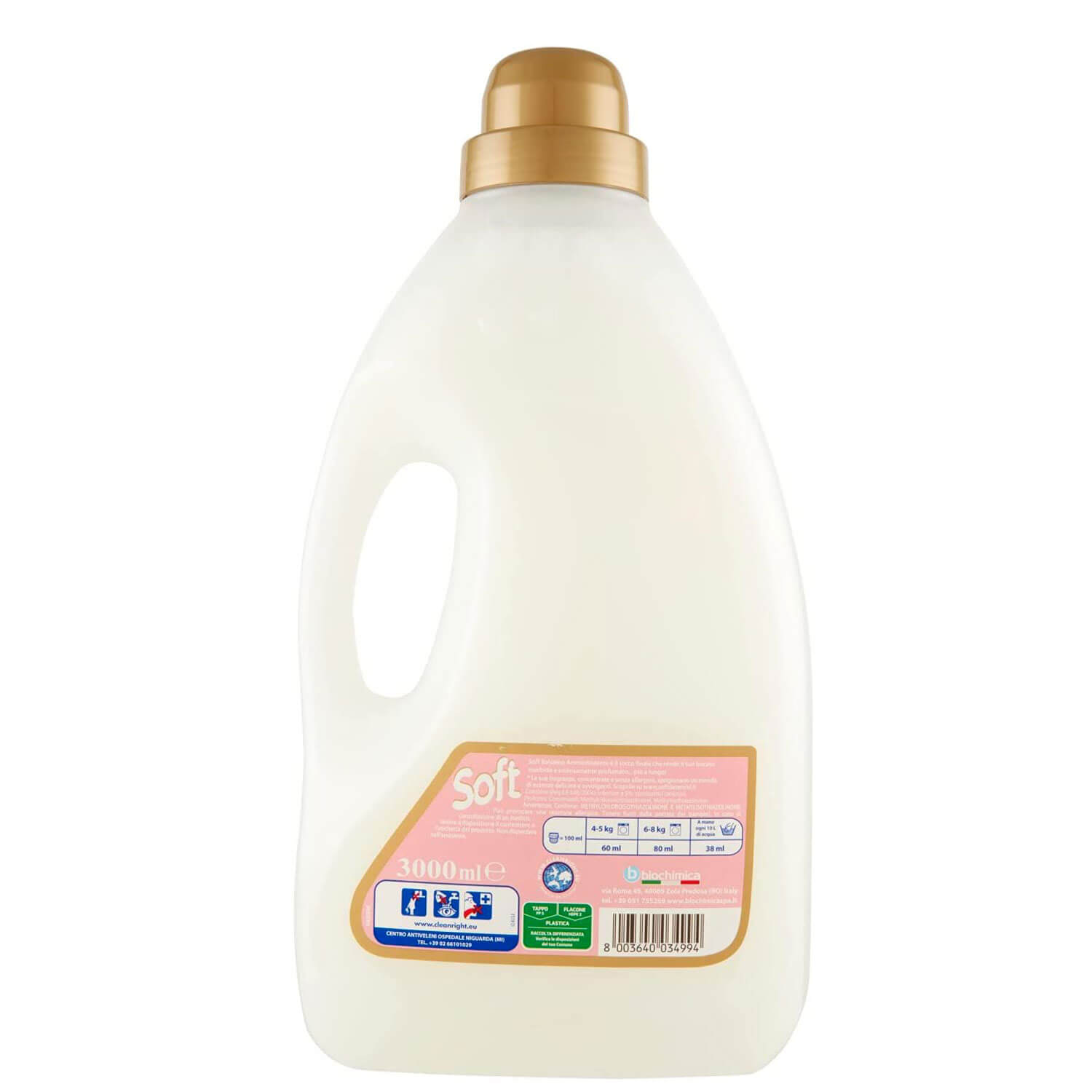 Adoucissant doux pour tissus 3000 ml. 50 lavages au talc - 2