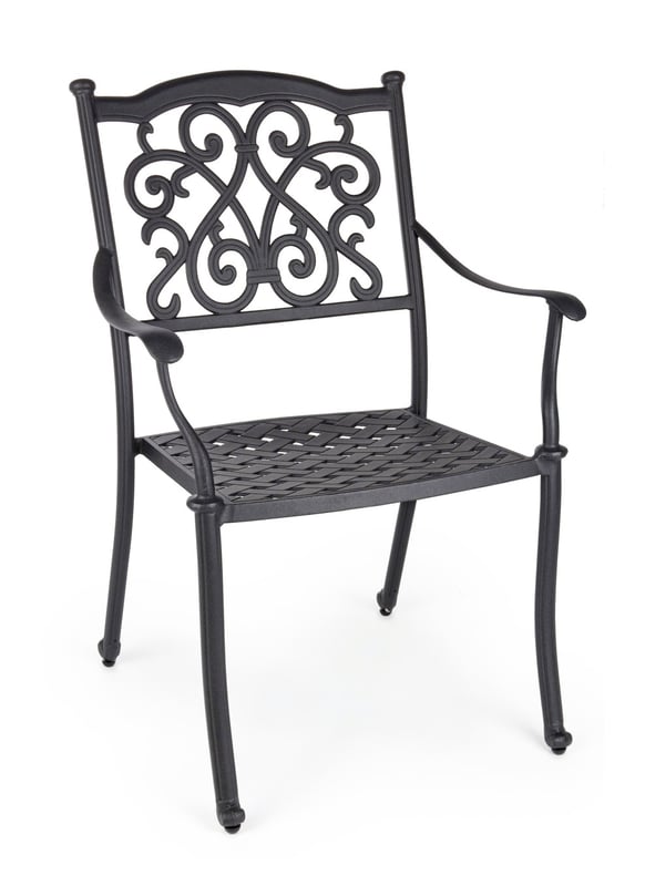Krzesło "IVREA" antracytowe z podłokietnikami, rama z odlewu aluminiowego, do ogrodu i na werandę