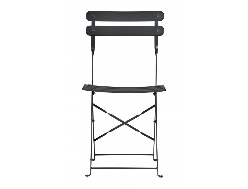 Conjunto de 2 sillas bistró de jardín plegables con estructura de hierro antracita - 3