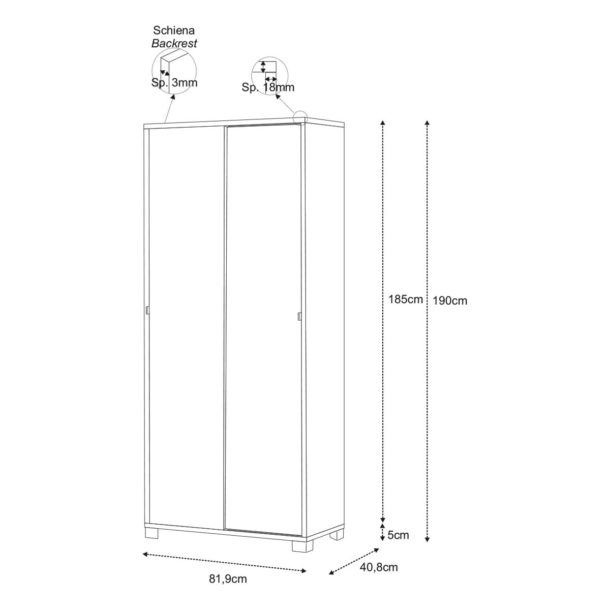 Sarmog Meuble 2 portes coulissantes Quadrante Collection Béton - 3