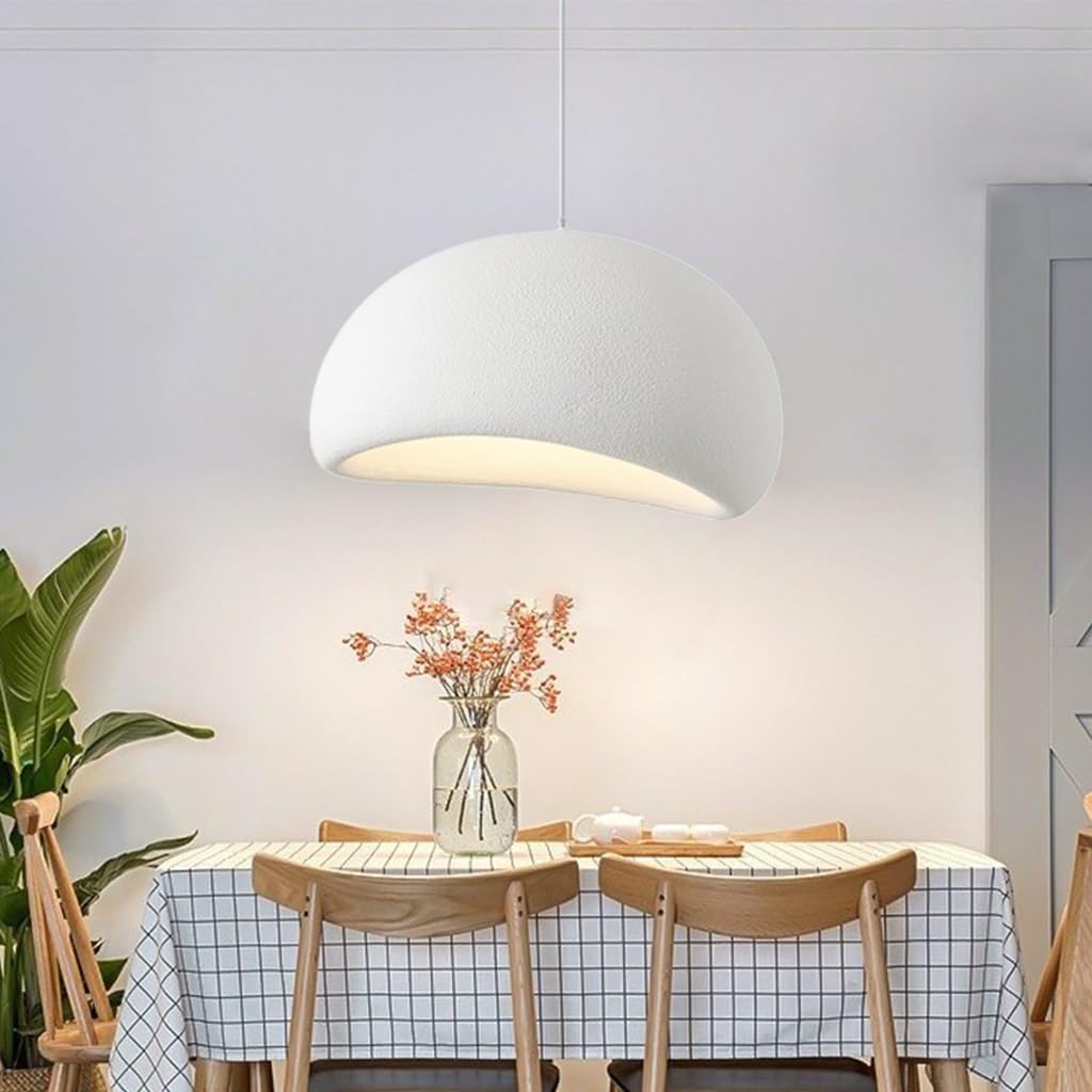 Lampe Suspendue Moderne pour Salle à Manger, Cuisine, Couloir, Restaurant Lampe Suspendue E27 Base Japonaise Wabi-Sabi Style(Blanc,30cm) - 2