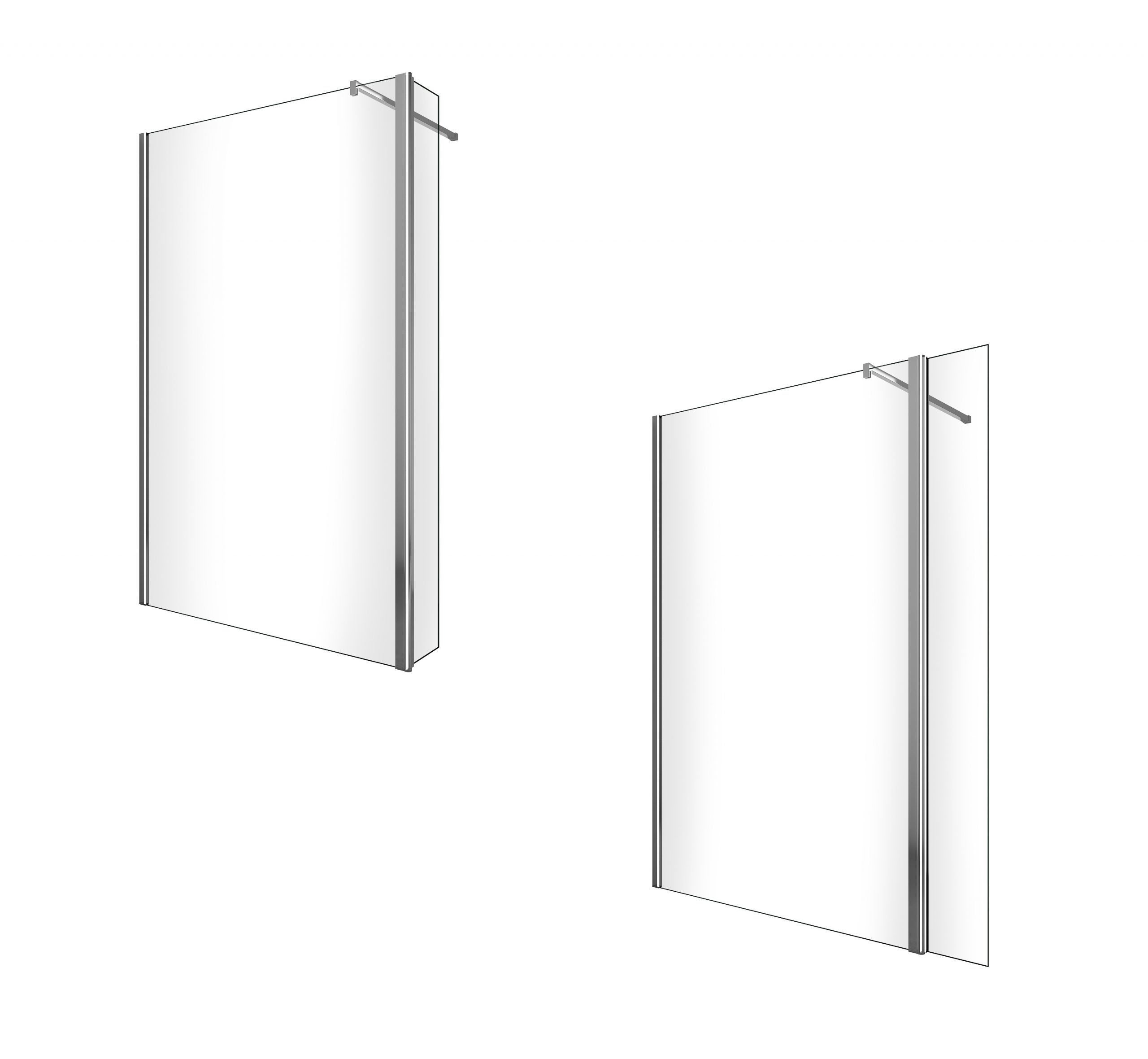 Parete doccia Walk In con anta mobile paraspruzzi vetro temprato 8mm H 200 cm misura 90 cm lastra + 30 cm antina - 4