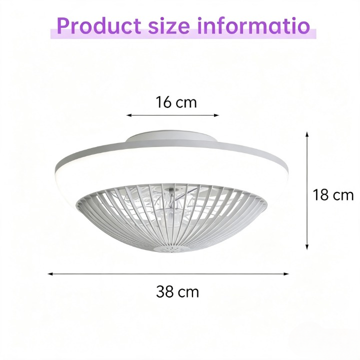 Ventilateur Plafond 38cm RGB LED Silencieux ABS Transparent App Commandes Minuterie Dimmable - 4