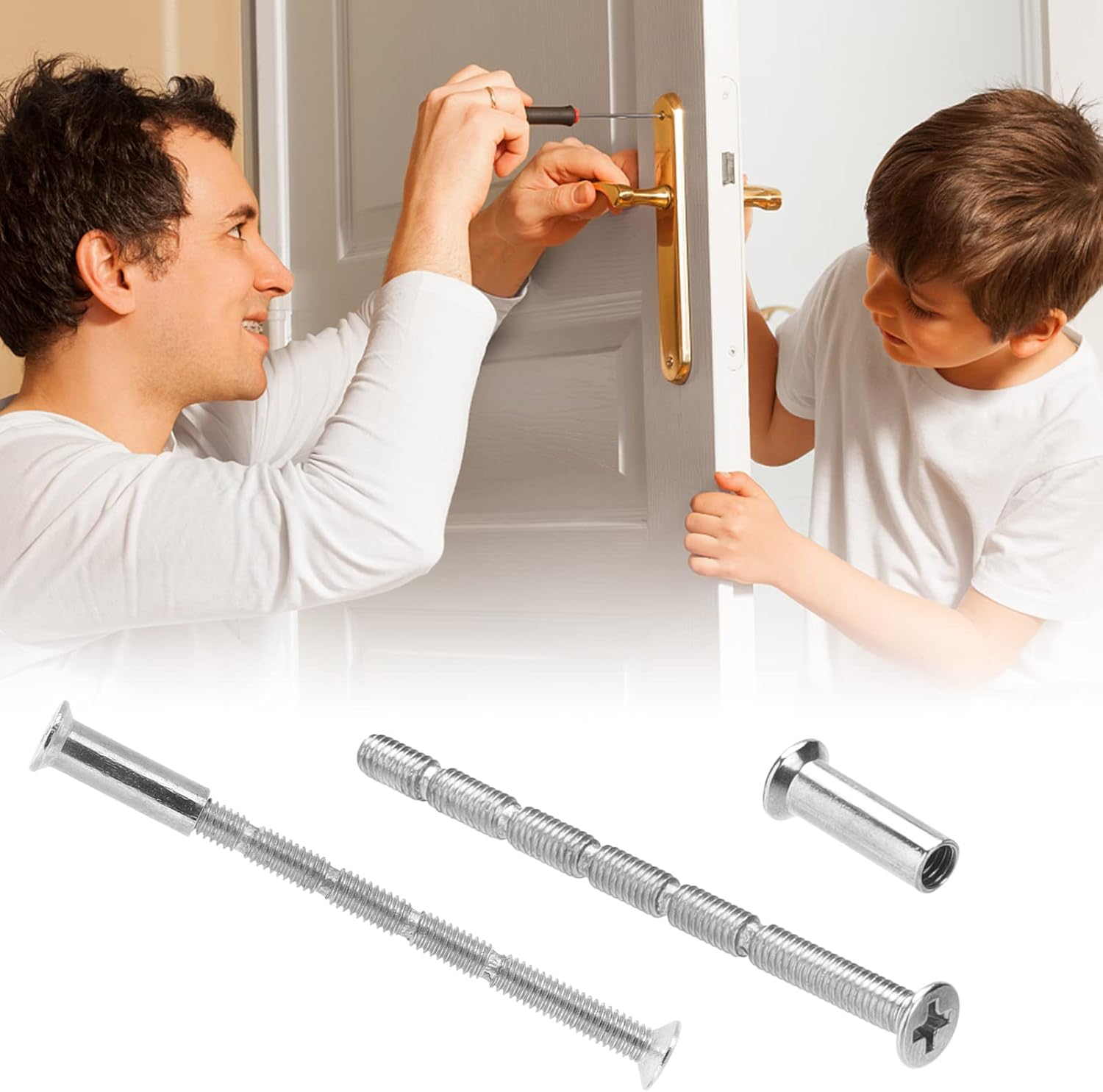 Vis pour poignée de porte, lot de 10, fixations pour poignées en argent (6x0,7x0,5cm) - 4