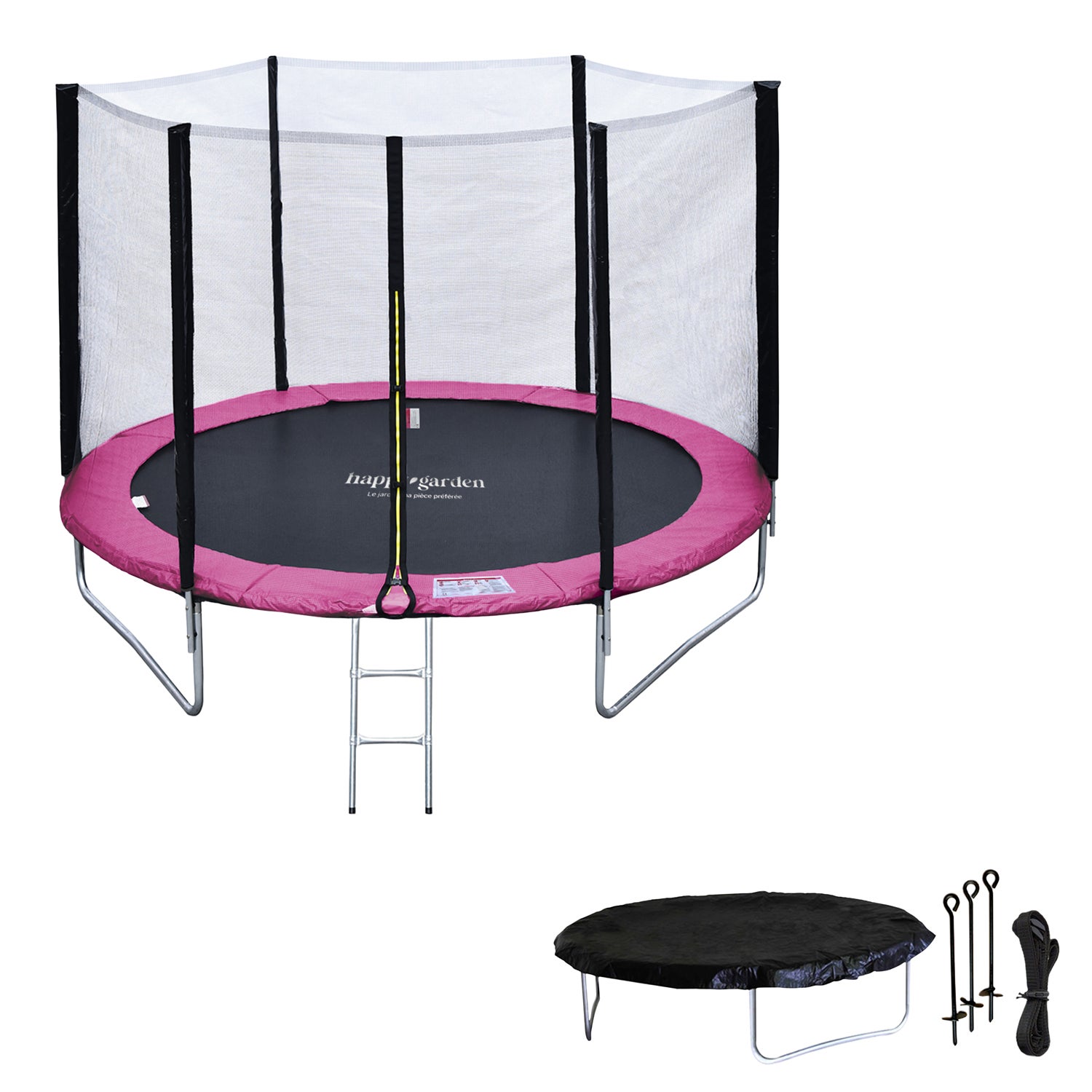 Pacote Premium Trampolim 180cm reversível cinza / rosa CAIRNS + rede, escada, cobertura e kit de ancoragem - 2