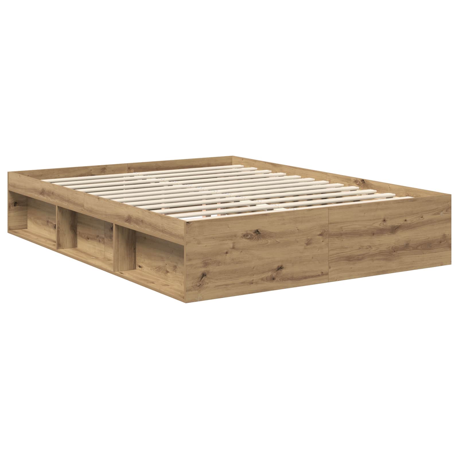 Cadre de lit chêne artisanal 150 x 200 cm en panneau de bois - 5