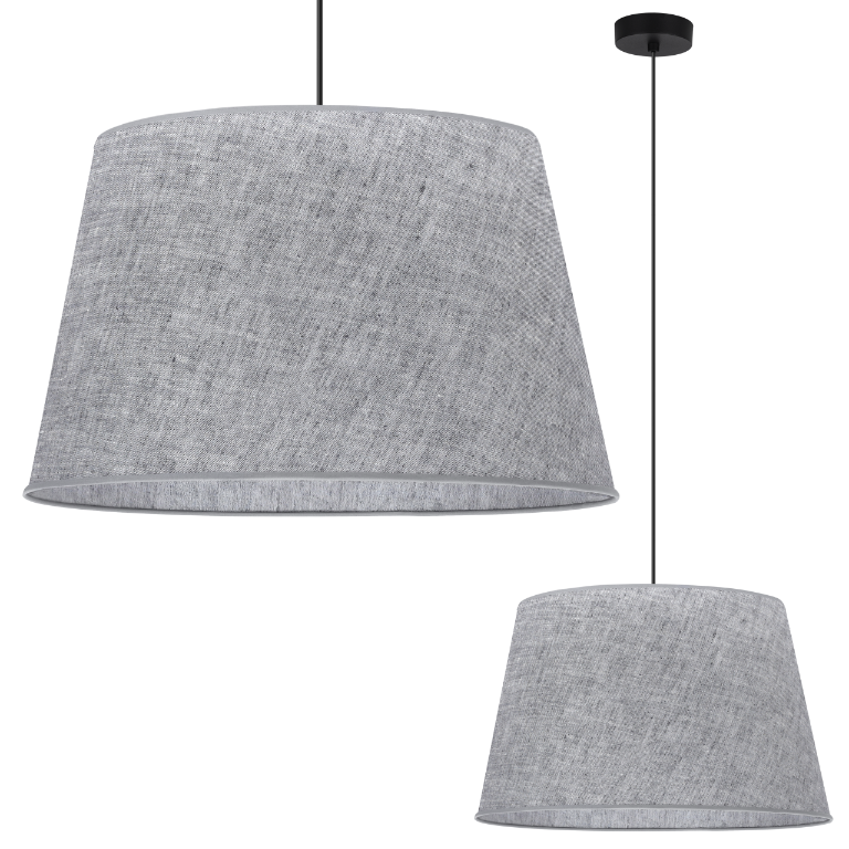 Lampa sufitowa wisząca Len L03 czarna boho 1xE27 abażur stożek 44cm szara Light Home LH