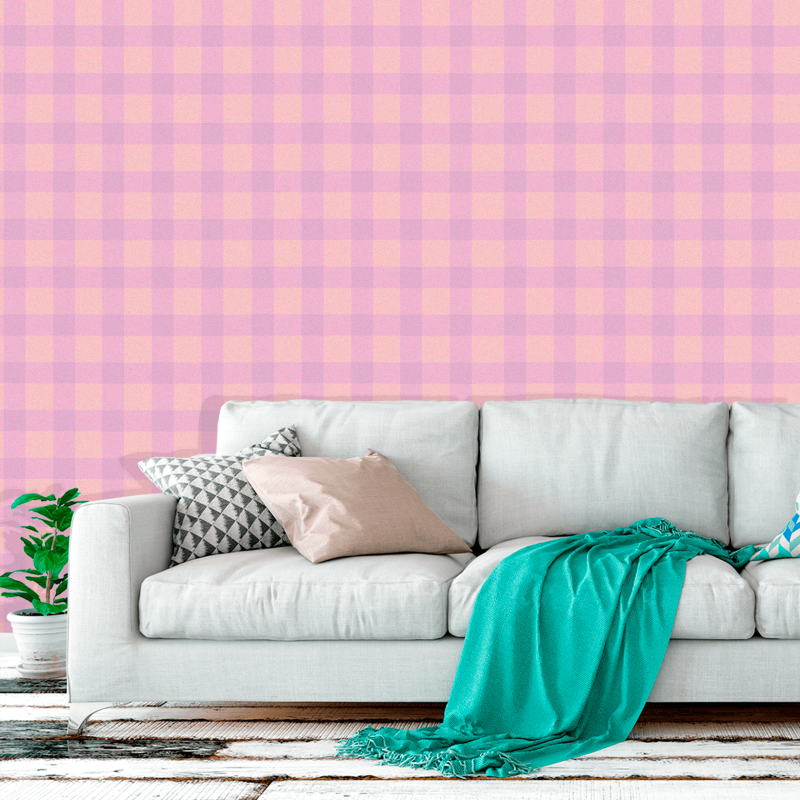 Papel de parede xadrez cor-de-rosa e lilás 58cm largura 250cm alto - 4