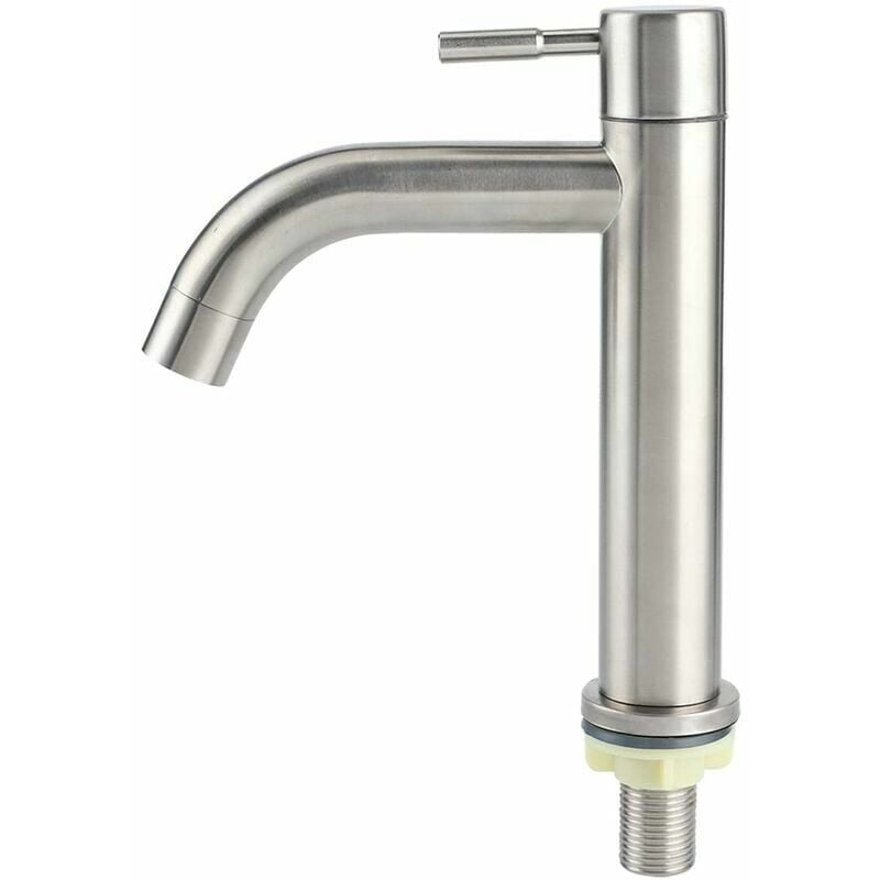 Robinet de grand lavabo monotrou froid en acier inoxydable brossé G1/2 - 3