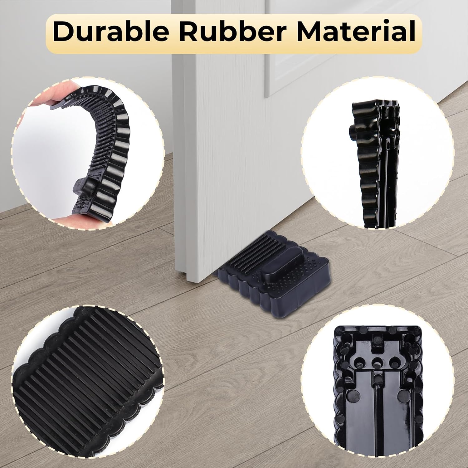 Butée de porte, butée de porte antidérapante, butée de porte empilable, pour sols intérieurs et extérieurs, 5 pièces, noir - 4