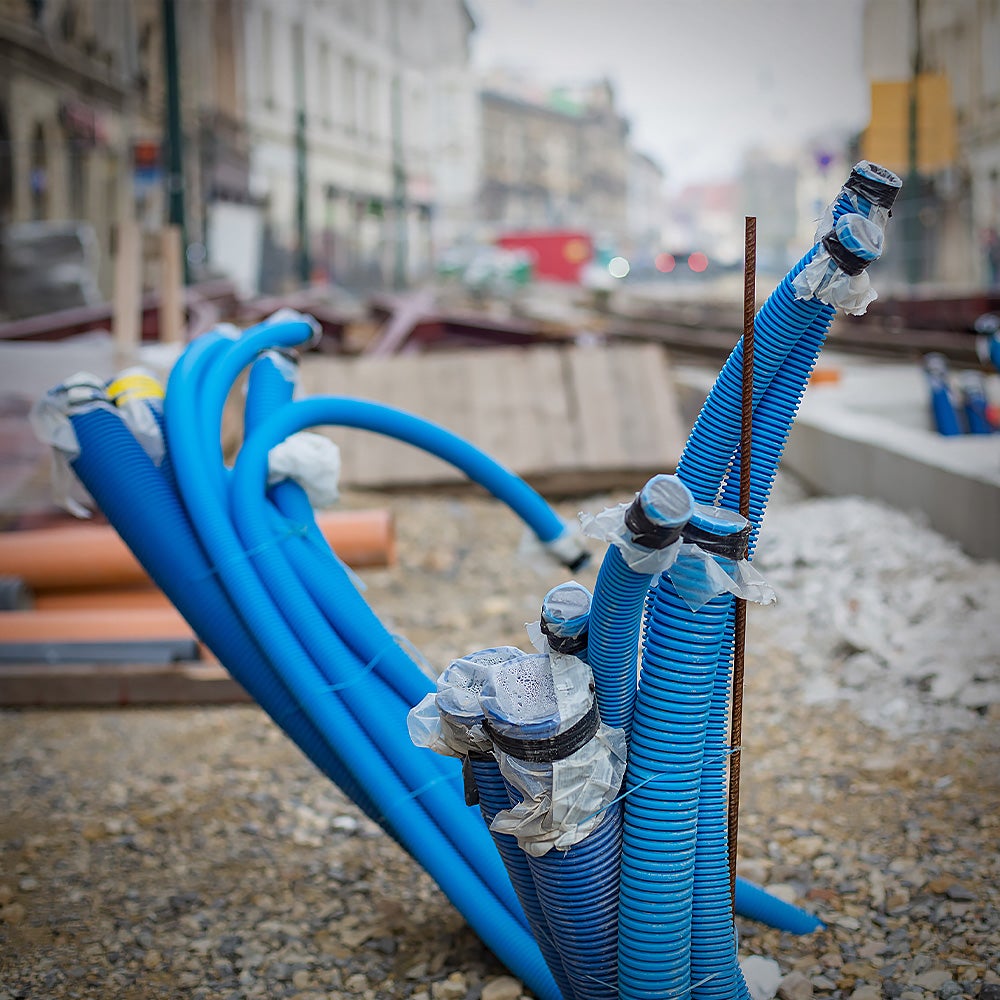 Gaine TPC Ø50 25m double paroi avec tire-fil et manchon pour pose enterrée 450N bleu EDO - 3