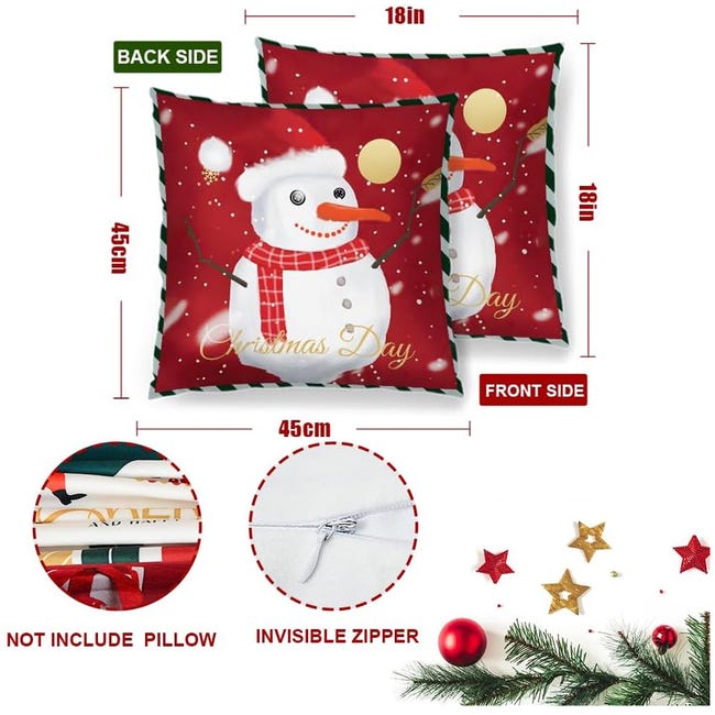 4 Federe Per Cuscini Quadrati In Cotone – Rosso Scuro – 45x45 Cm – Con Cerniera Invisibile – Solo Federe