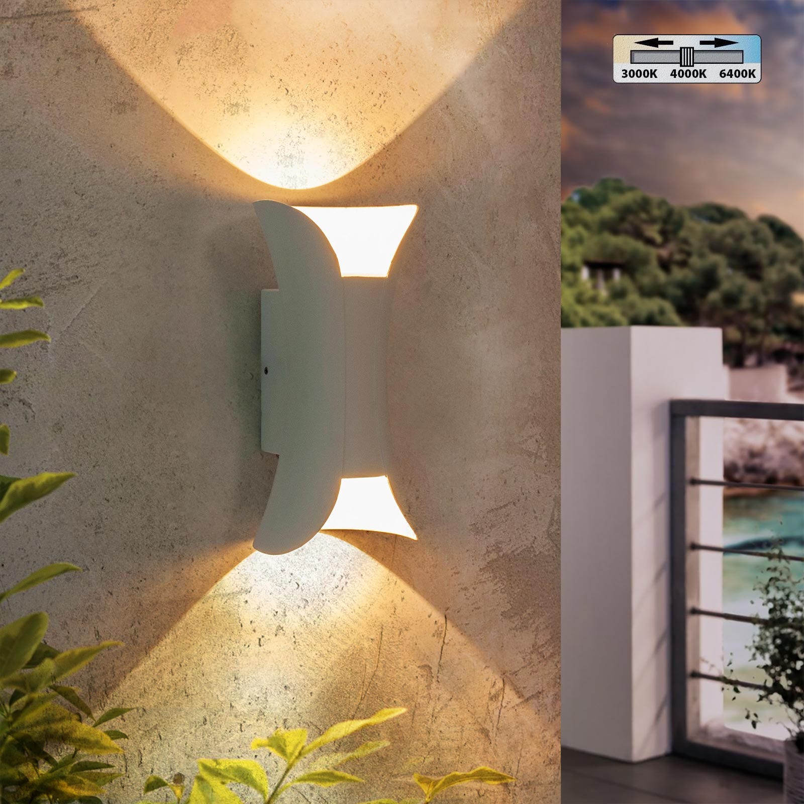 Lampada LED Da Muro Rettangolare 12W Doppio Fascio Luminoso Colore Grigio 3000k Ip65 87402164 Lampada LED Da Muro Rettangolare 12W Doppio Fascio Luminoso Colore Grigio 3000k Ip65 87402164
