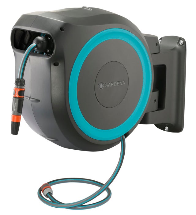 GARDENA Dévidoir automatique mural RollUp XL 35 m Bleu turquoise (18630-20)