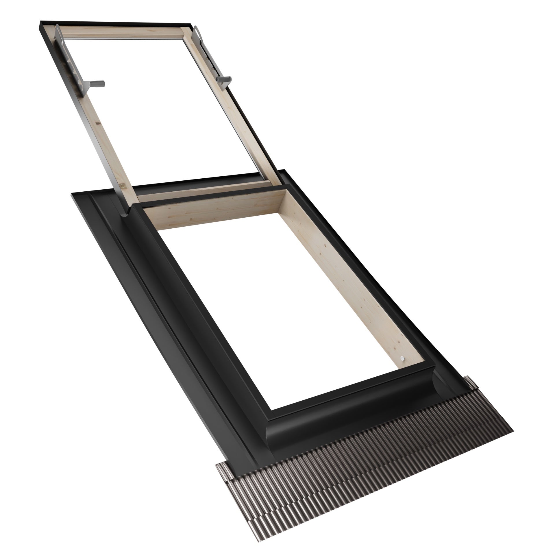 Emica - Best Vasistas Aluminium Skylight | Verre isolant 4-9-4 | Intérieur en bois de sapin | Poignée avec 4 positions d'ouverture (45x55 BxH) - 3