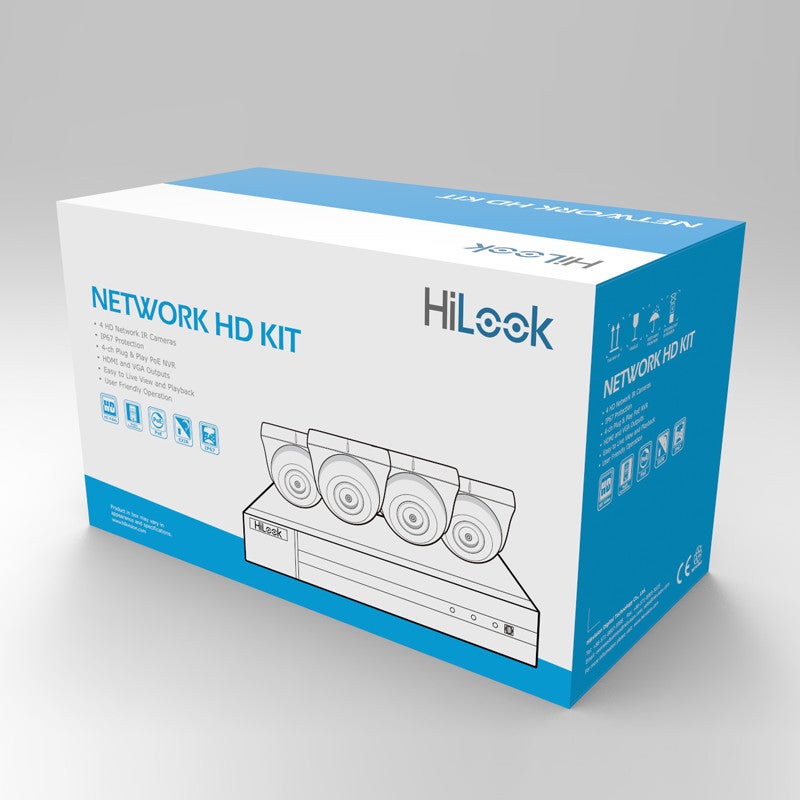 Kit vidéosurveillance PoE 4 caméras tourelle full HD H265+ vision de nuit 30 mètres IK-4142TH-MH/P HiLook by Hikvision - 2