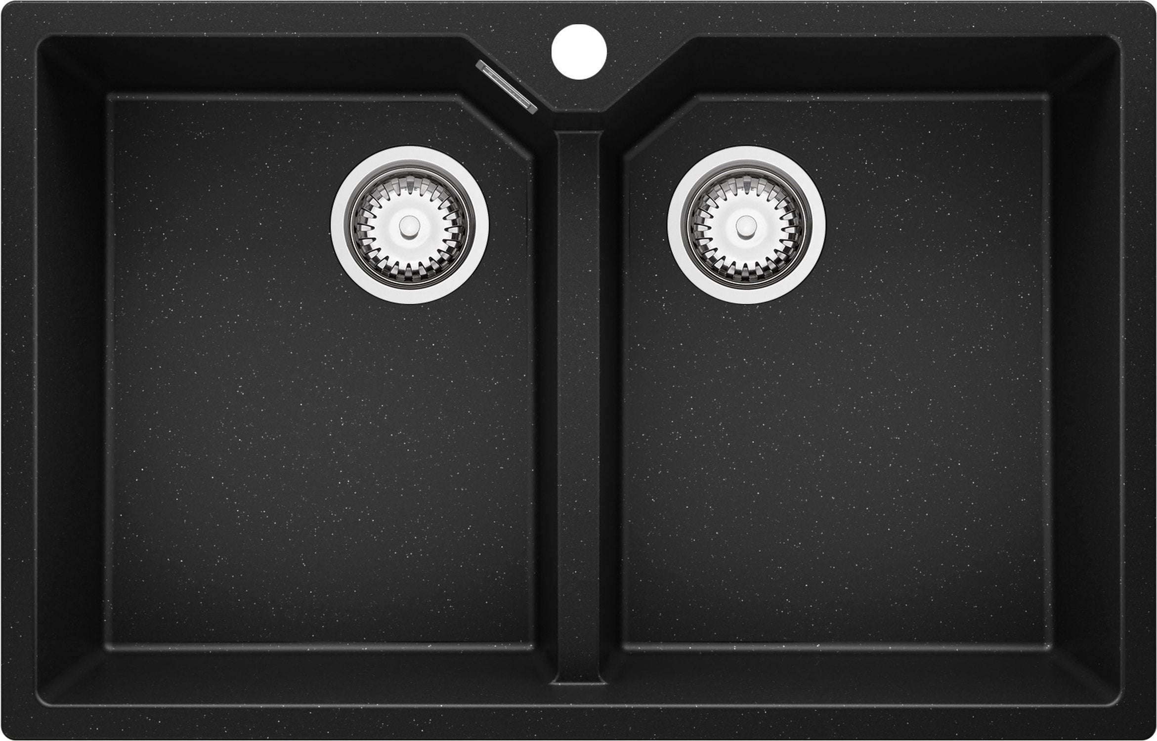 Zlewozmywak Czarny Metalik 78x50cm, Zlew Kuchenny 2 Komorowy + Syfon, Nablatowy do szafki od 80cm - Madryt Twin PRIMAGRAN