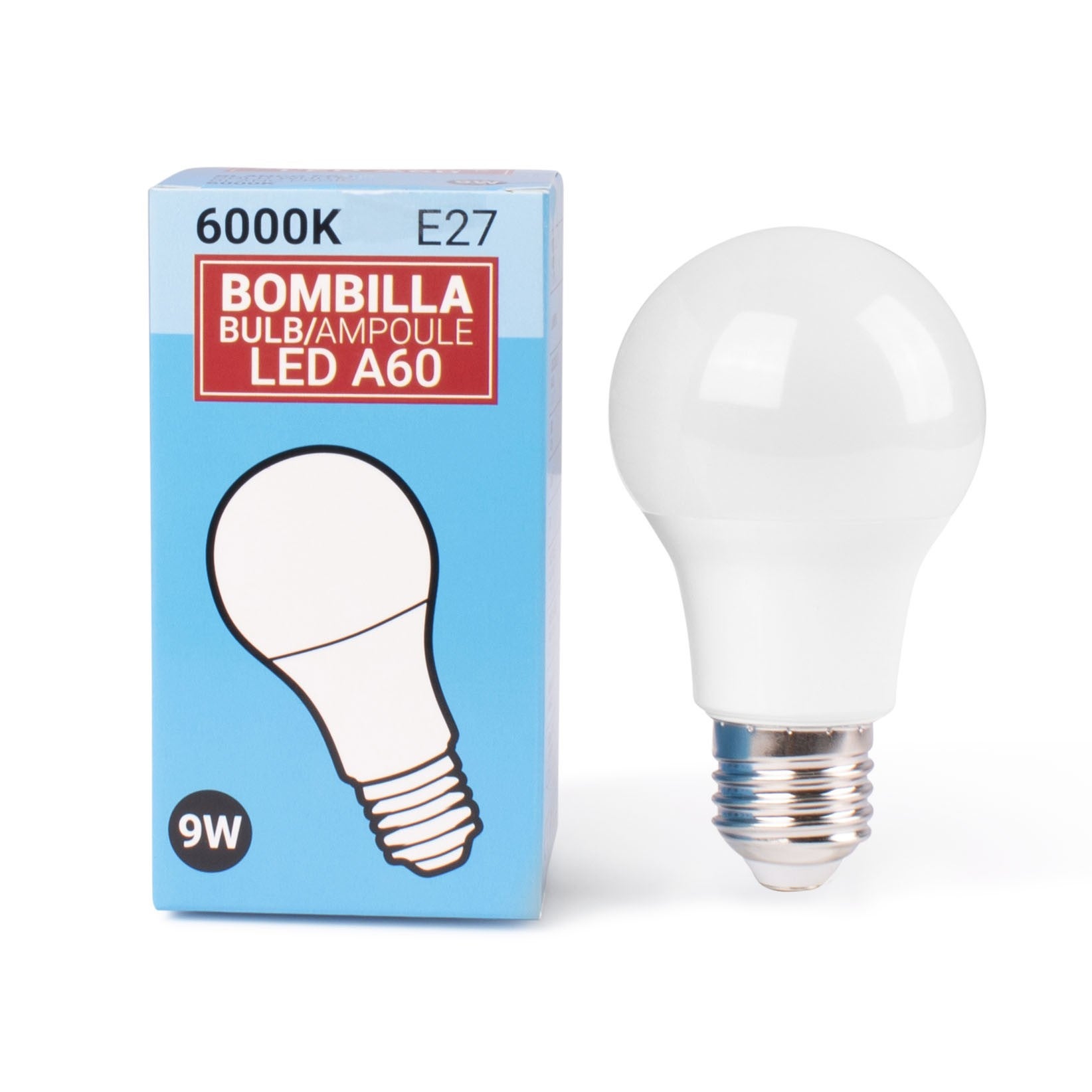 Pack x 10 - Ampoule LED E27 A60 - 9W - Blanc Froid - 5